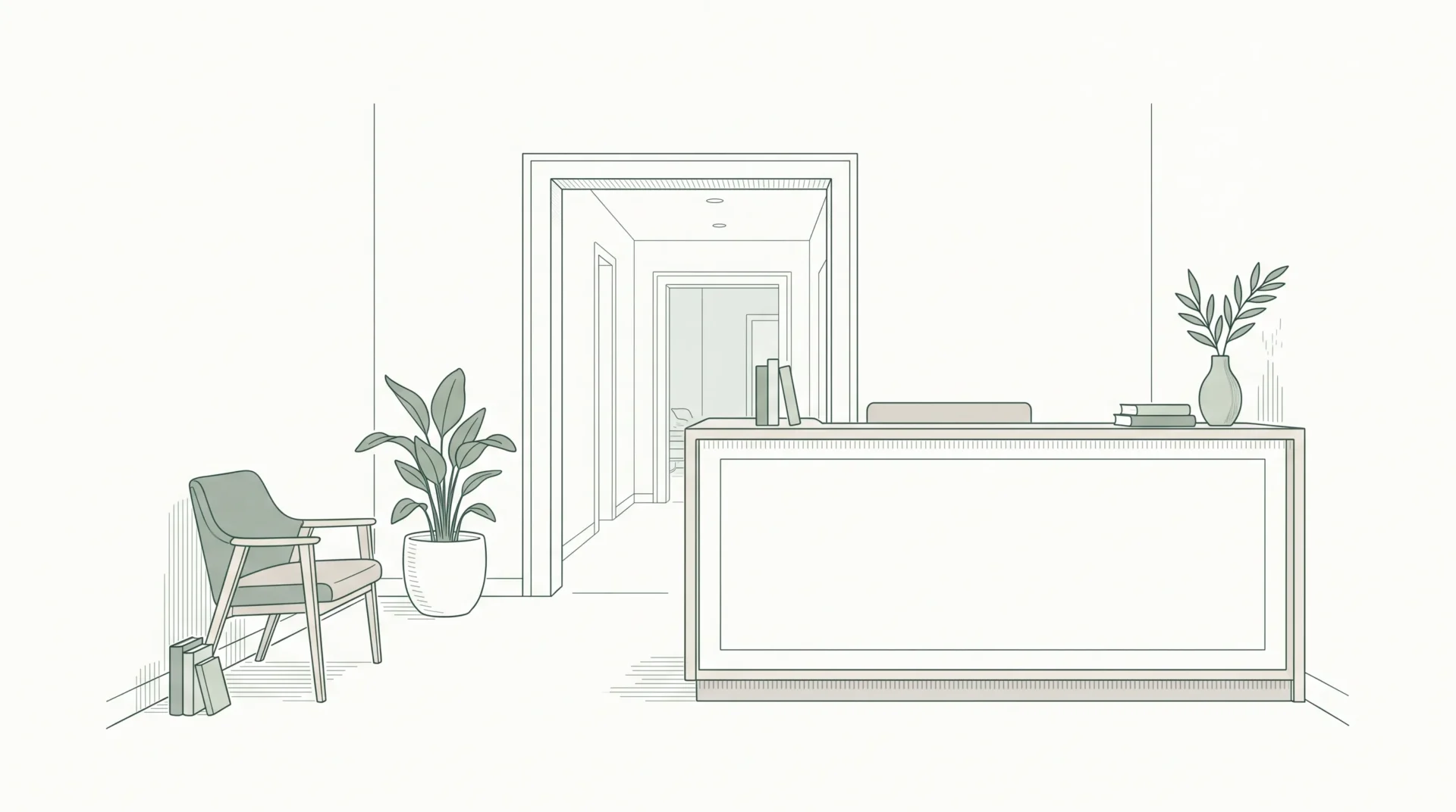 A quiet dental reception desk and waiting chair set the scene for a visit to All About Smiles Kincumber.